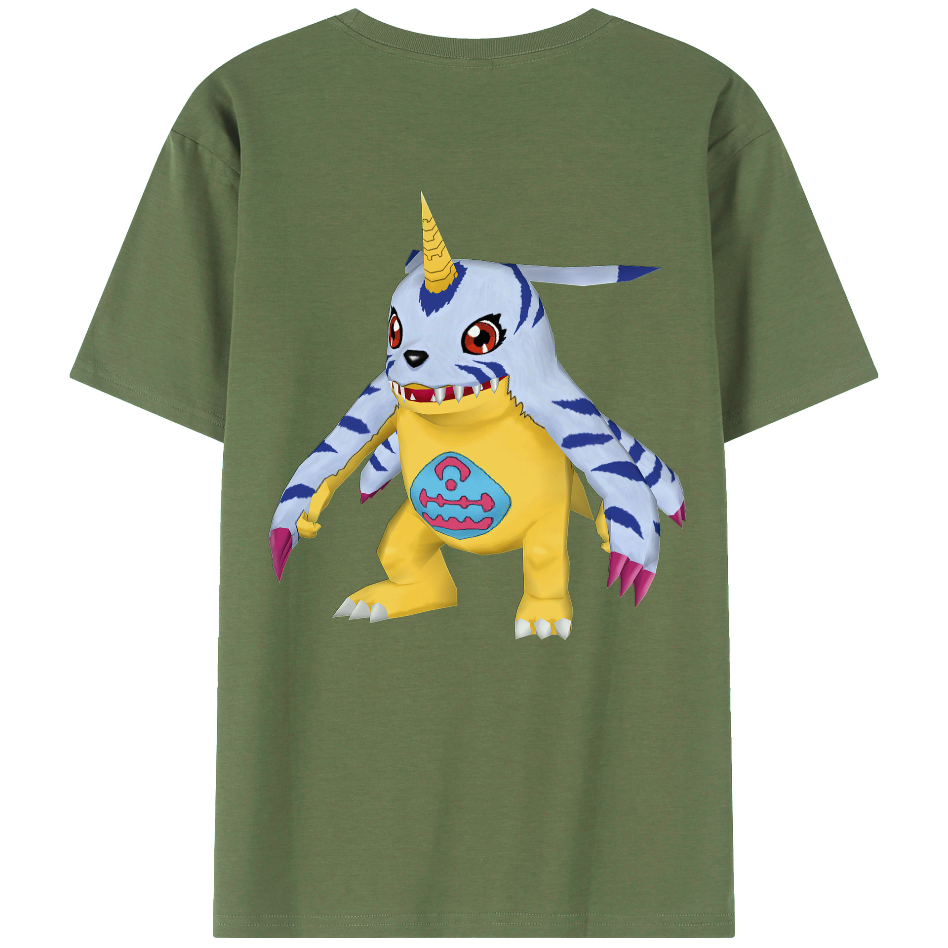 （画像用） Digimon デジタルモンスター/デジモン 綿100％ メンズ半袖Tシャツ（バックプリント） 通気性
